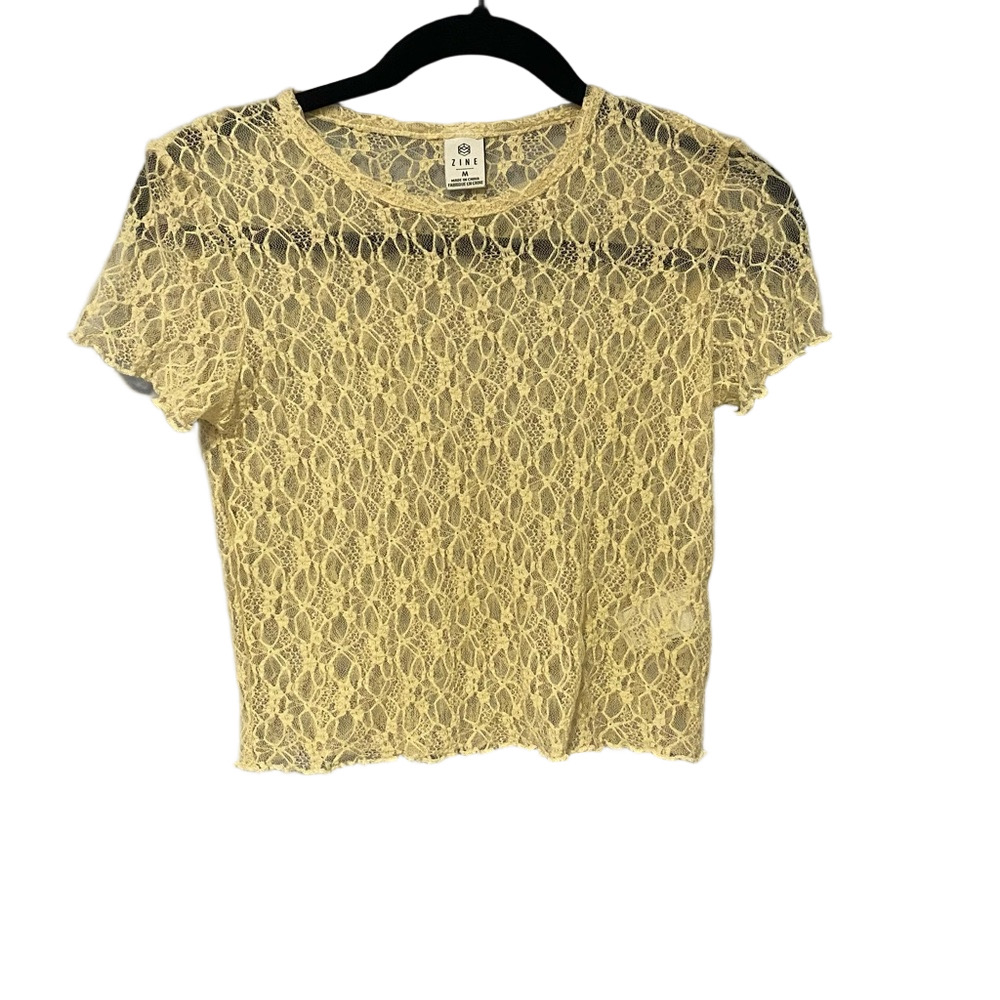 Lace Top sheer layering sz medium -Zine Clothing